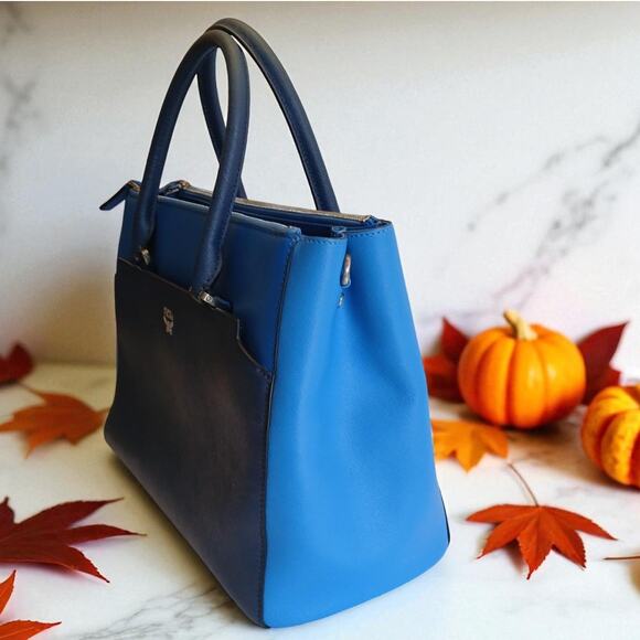 MCM Saffiano Leather Handbag Two-Tone Blue - Picture 3 of 16